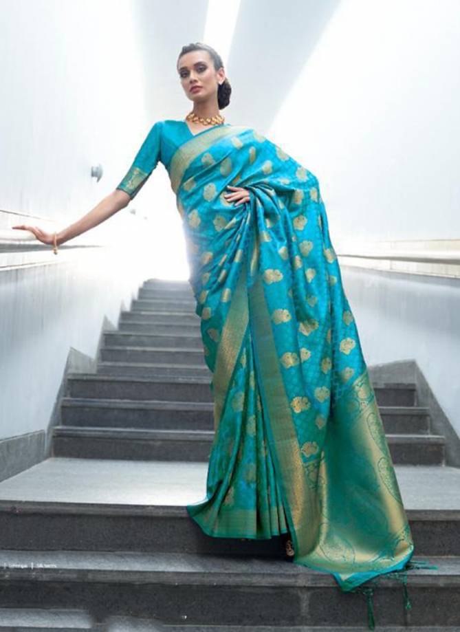 Rajtex Korani Silk Latest Fancy Festiv wear Heavy Cording With Golden Pallu Designer Handloom Self Weaving Silk Saree Collection